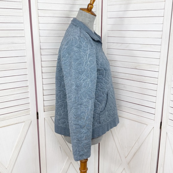 Orvis Floral Embroidery Quilted Quarter Zip Pullover Sweatshirt Blue Medium - Picture 3 of 12